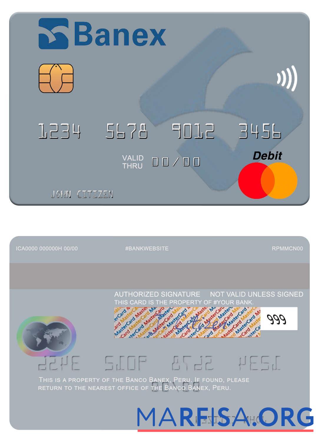 Realistic Peru Banco Banex mastercard download for verification